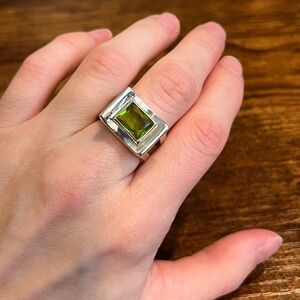 Sterling silver and peridot vintage cocktail ring